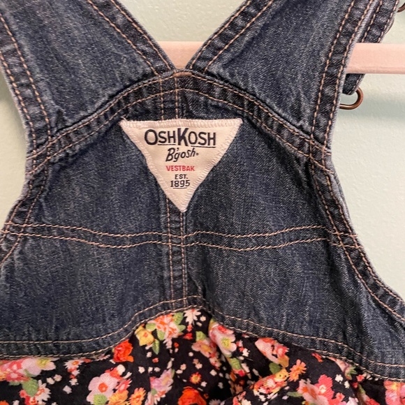 Oshkosh B'Gosh Vestback Tiered Floral Plaid Overall Dress - Picture 6 of 8